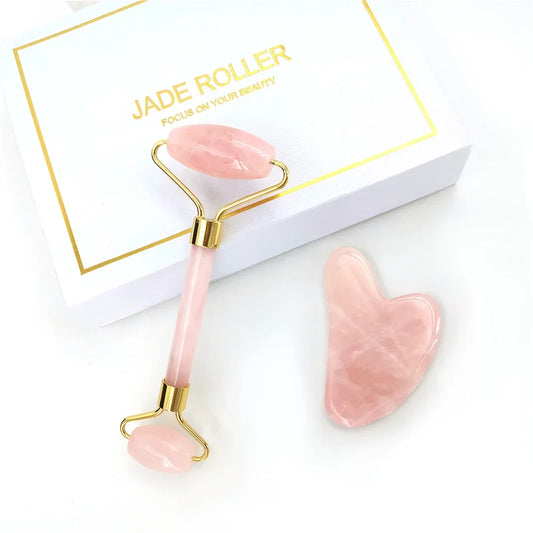 Rouleau Massage Visage Quartz Rose